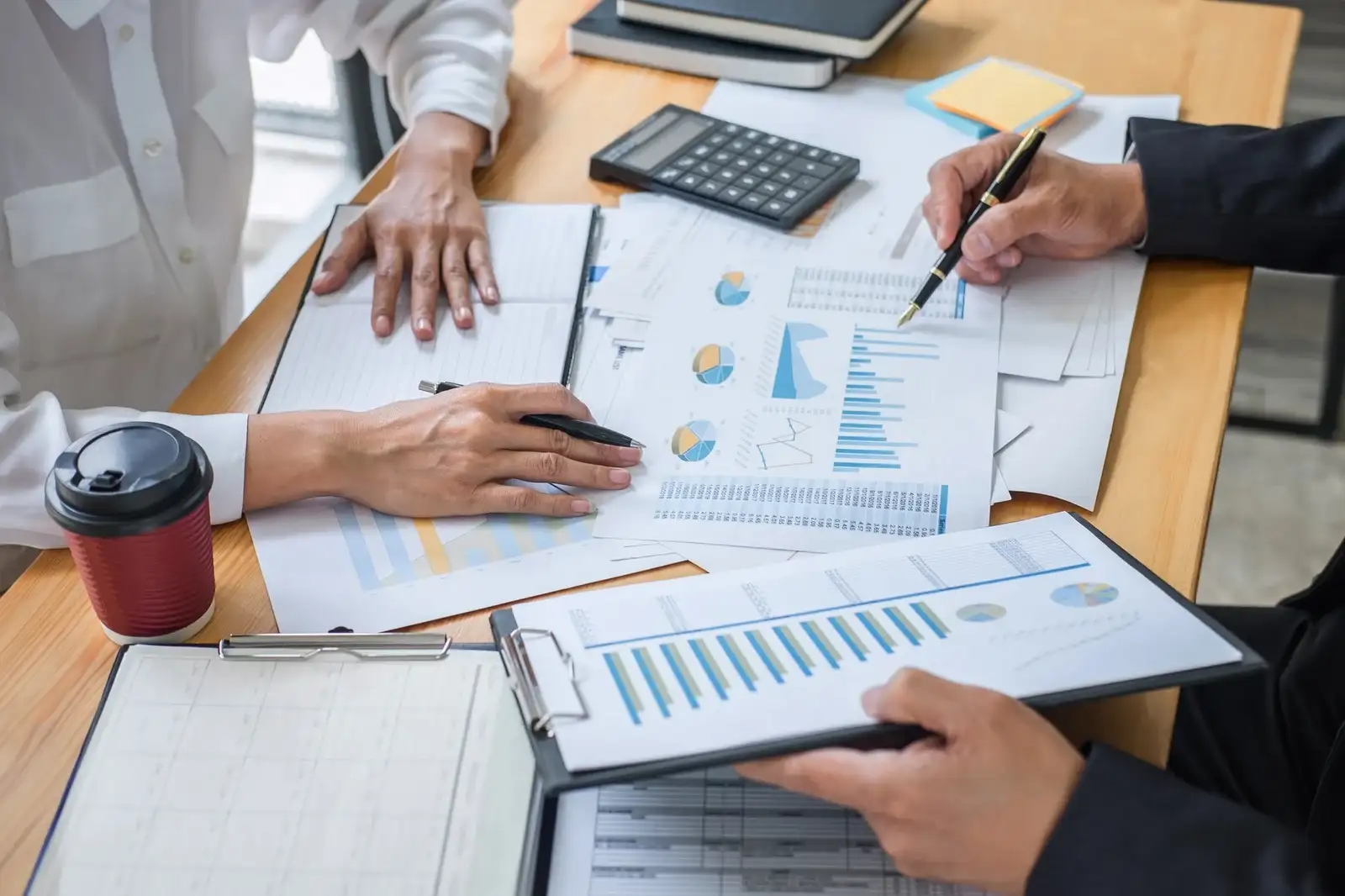 Consultants coordinating fast efficient connection services for business client communication setup